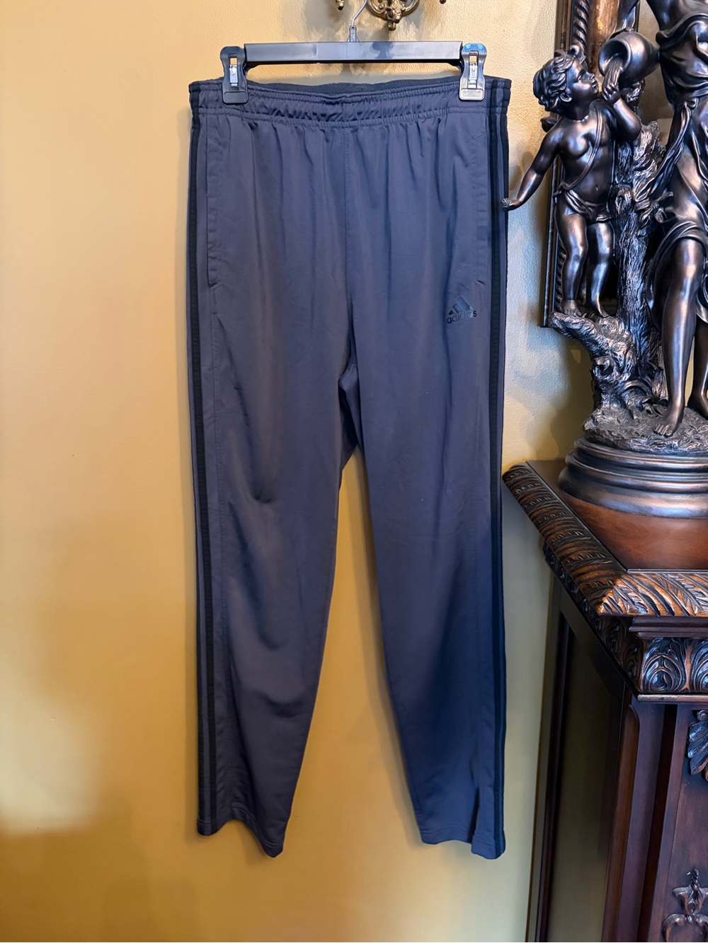 adidas Black Men's Track Pants with Subtle Stripe